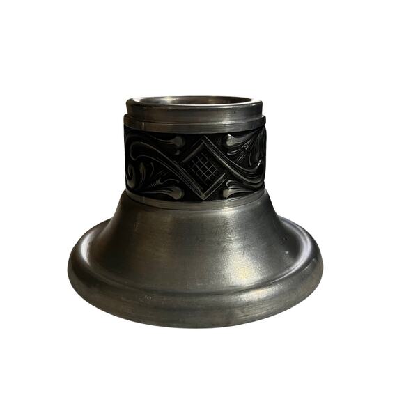 Set of Two Decorative Pewter Candle Holders - Picture 4 of 6